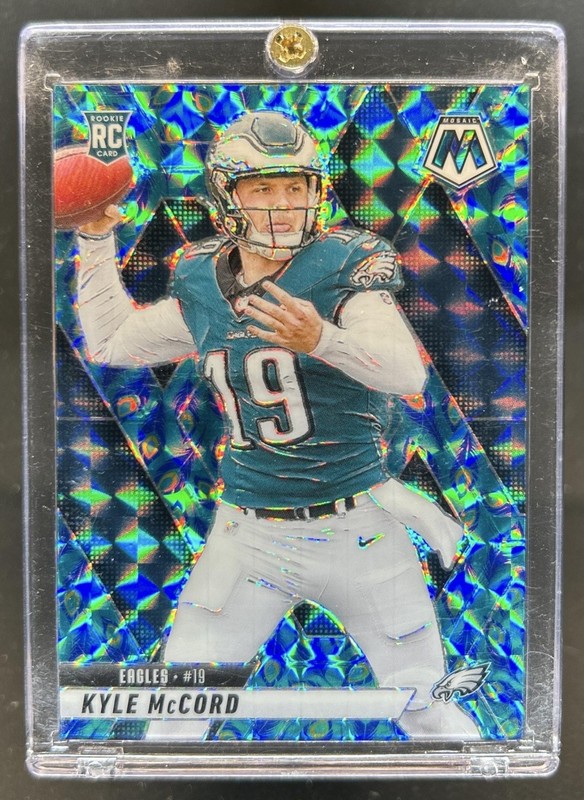 2025 Panini Mosaic Kyle McCord Rookies RC Peacock SP Prizm Rookie #352 Eagles