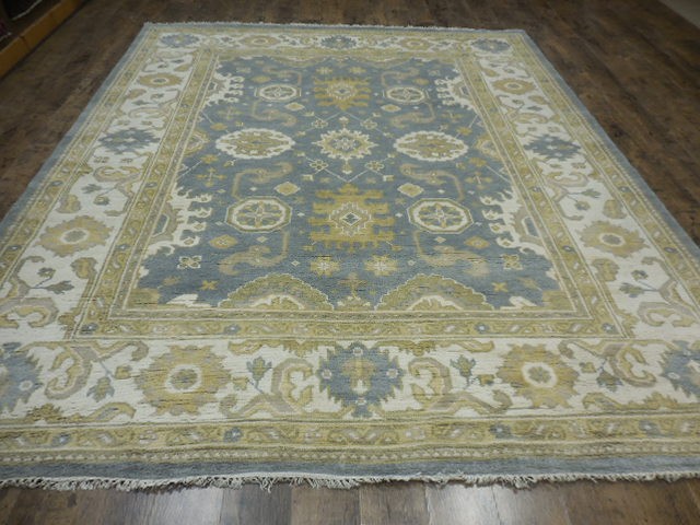 Turkish Oushak Rug, Geometric Multicolored Handmade Bohemian Rug 8.2x10 Ft