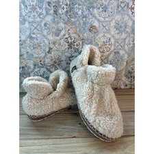 L.L.Bean Sherpa Fleece Slippers Booties Womens 7 Cream