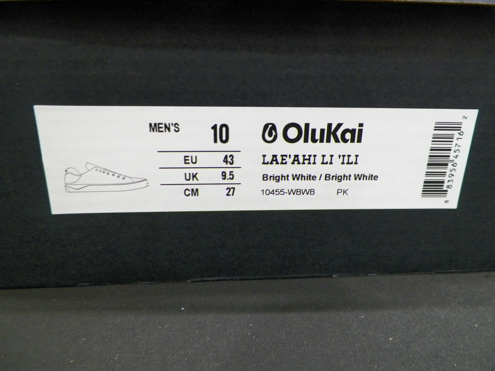 Olukai Lae'ahi li 'ili Leather Sneaker Bright White Size 10 Men's New NIB