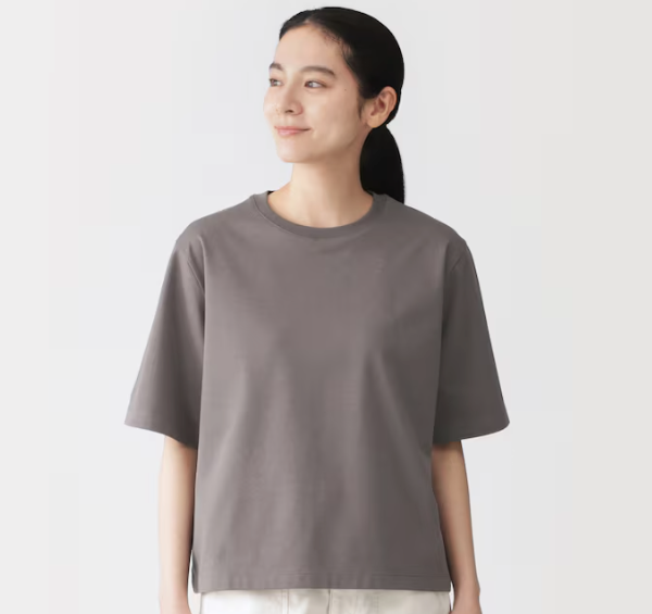 Muji Organic Cotton Women's Cooling UV Protection Crew Neck Wide T-Shirt