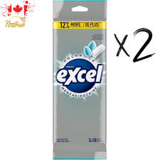 EXCEL Polar Ice Sugar Free Chewing Gum 18 Pieces 3 Pack 2 Fresh Mint