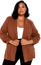 Nine West NWT $ 49. Women Blazer Jacket Chestnut XXL Long Slive Open Shift Lined