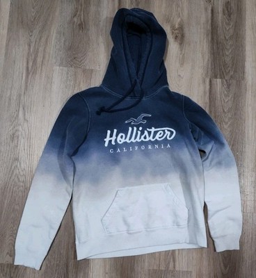 Y2K Hollister Blue White Gradient Ombre Pullover Hoodie Size M