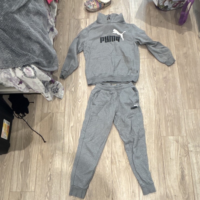 PUMA Men's Gray Fleece 2-Piece Sweatsuit Hoodie & Tapered Pants M