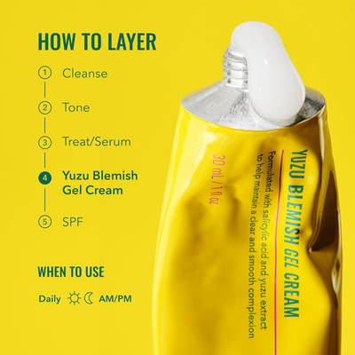Yuzu Blemish Gel Cream - Lightweight Gel Moisturizer with