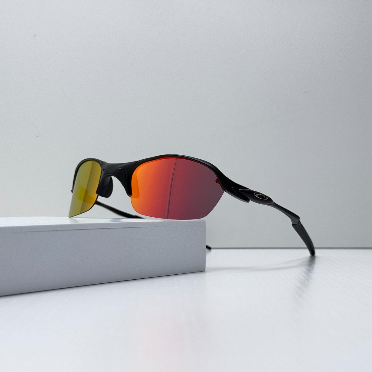 Oakley Romeo 2 Sunglasses Black Metal Frame Ruby Iridium Lens X