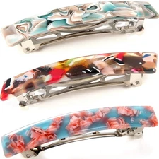 4PCK Small Hair Barrettes for Women 3Inch Tortoise Hair BarretteAcetate French