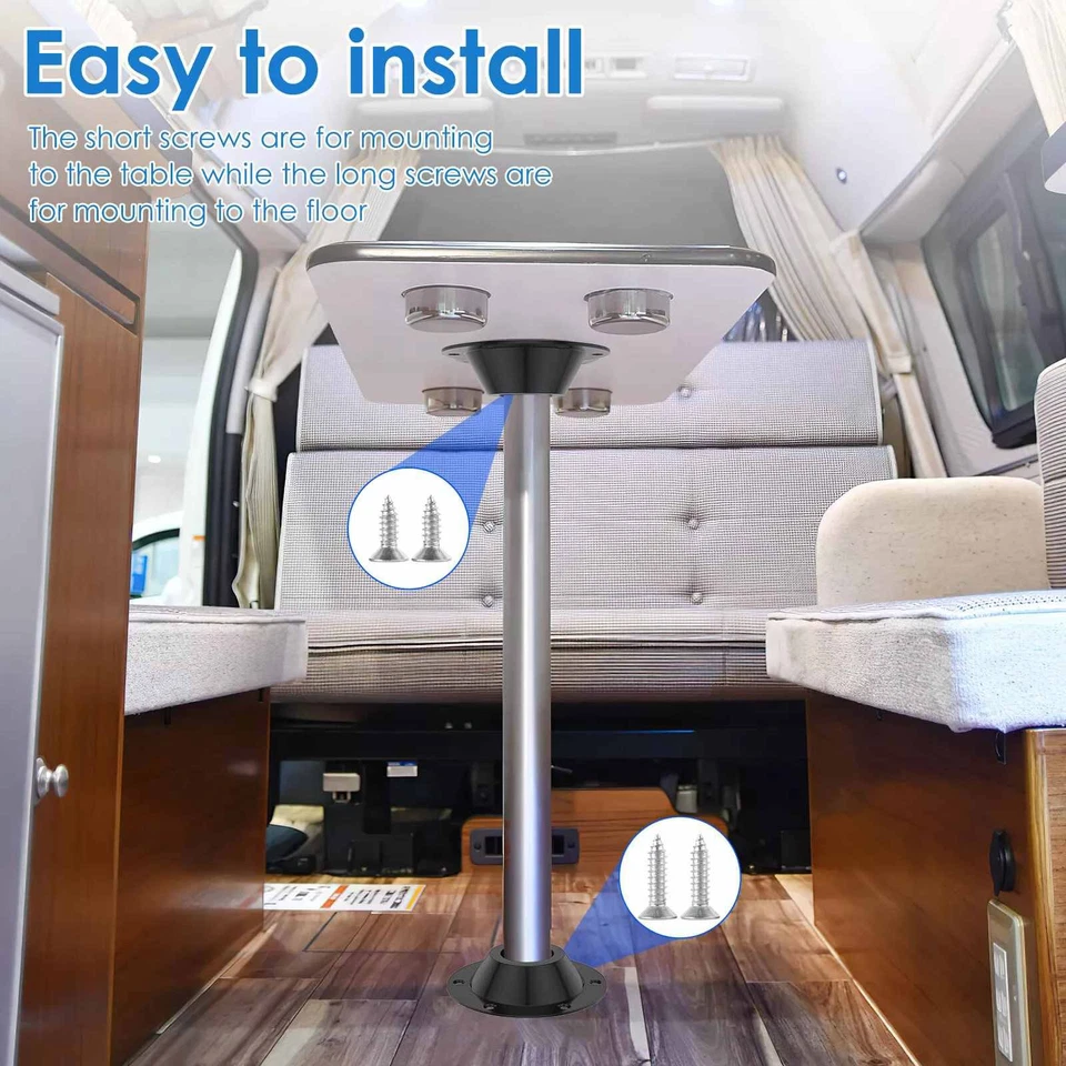 2 peças bases de mesa para trailers piso de alumínio suporte fixo acessórios campista preto - Imagem 4 de 4