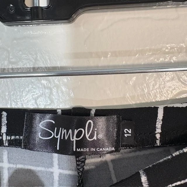 Pantalones Sympli Mujer 12 Negro Blanco Ventana Pull On Elástico Tobillo Hecho en Canadá Foto 3 de 4