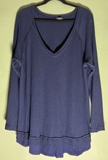 Torrid Plus Size 3 Navy Blue Raw Hem Waffle Knit Tunic Long Sleeve