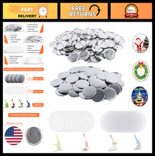 200 Sets 58mm Button Making Supplies - Metal Shells, Back Covers Clear Film