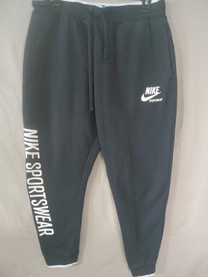 Nike Activewear Pants L Black Swoosh Embroidery Jogger Fleece Sportswear CLub