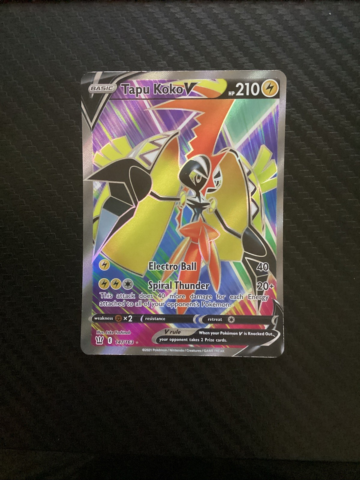 Pokemon Card - Tapu Koko V 147/163 Battle Styles Full Art Rare NM