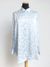 Blau weiß Flecken Punkte Satin Hemd Bluse von Zara, Gr. L