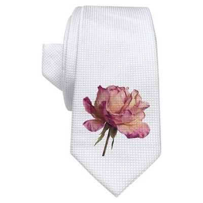 'Dried Pink Rose' White Tie / Necktie with Gift Box (AT00029703)
