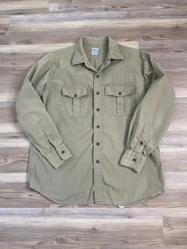 Vintage CLIFTON Men’s Poplin Cotton Military Work Uniform Shirt L/XL Field Army