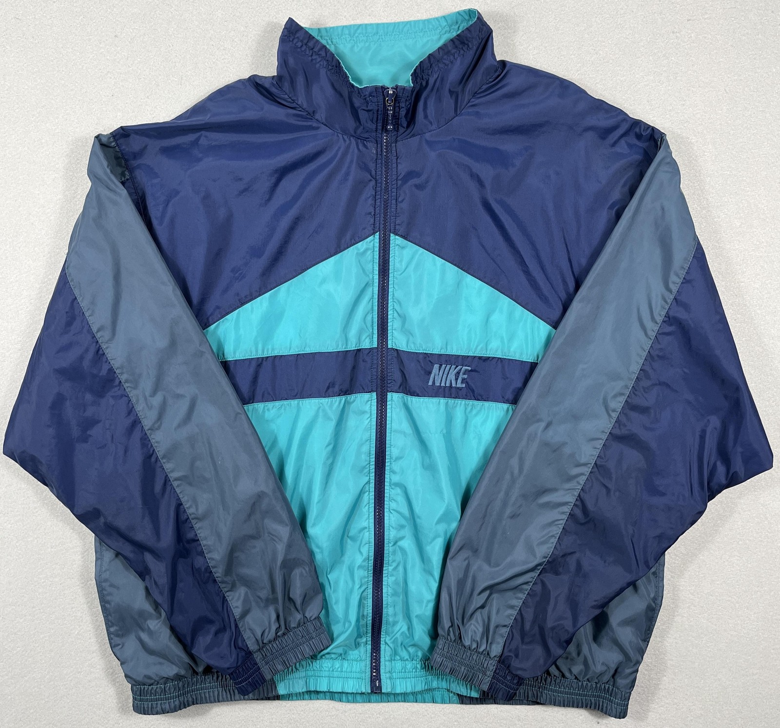 Vintage Nike Jacket Mens Extra Large Blue Teal Full Zip Windbreaker 90s Malaysia