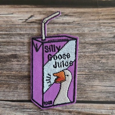 Y2k Style Silly Goose Juice Funny Cute 1990s Skater Iron On Patch