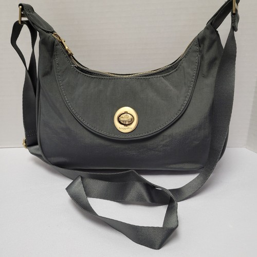BAGGALINI Crossbody Purse Handbag Nylon Gray Gold Hardware Lightweight