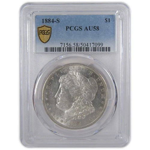 1884 S Morgan Dollar AU 58 PCGS Silver $1 Coin SKU:I17775