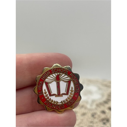 Elyria High School Pioneers Enamel Pin - Red & White