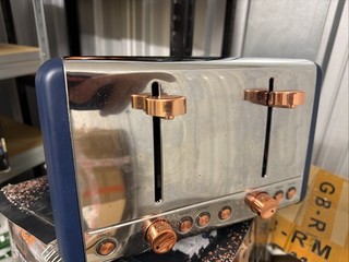 Tower T20051MNB 1800W Slice Toaster with DefrostReheat Midnight Blue/Rose Gold