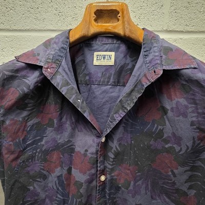 Edwin Japan Men s Shirt Sleeve floral Cotton Western Nimes Shirt  Blue 22*30 M