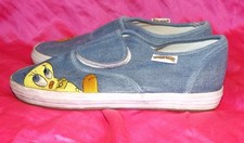 Vintage 1999 Looney Tunes Tweety Bird Denim Slip On Shoes Womens Size 9.5