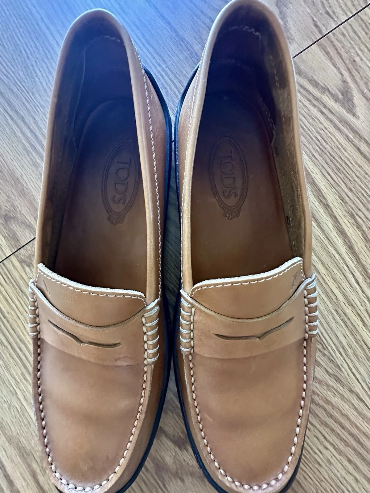 TOD’S TODS Gommino Mocassini Mocassini da Guida in Pelle Marrone Slip On Scarpe da Guida 9 5