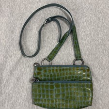 Vtg Brighton Real Aque Faux Crocodile Leather Crossbody Purse