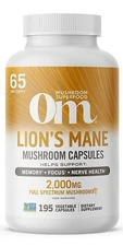 Om Mushroom Superfood Lion's Mane Capsules, 195 ct.   / NEW & SEALED  / EXP 3/27