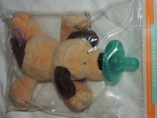 WubbaNub Brown Puppy Dog Pacifier Holder Lovey Plush, 0-6 Months