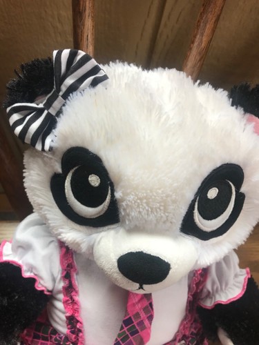 Build A Bear Harajuku Hugs Panda Plush 18" W/Pink Sequins Dress/Bow/🩷 Panties - Picture 2 of 6
