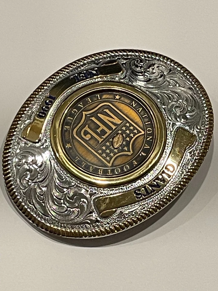 NFL GIANTS MONTANA SILVERSMITHS Placa de Plata Esterlina Hebilla de Cinturón Cinturón Limitado Bu Foto 4 de 4