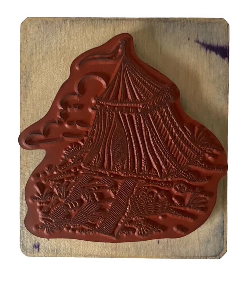 Sello de goma artesanal montado en madera de picnic de tienda de playa de verano Inkadinkado 91025 Foto 2 de 4