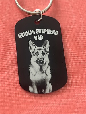 Cute GERMAN SHEPHERD DAD Fun Engraved Black keyring Christmas Gift With  gift Bag UK