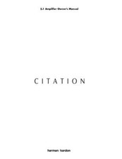 Harman Kardon CITATION IV Receiver Owners Manual