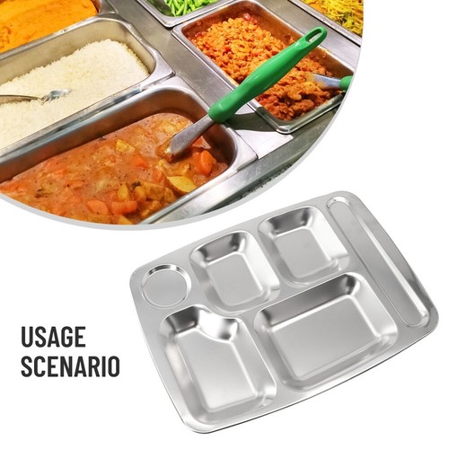 BPA Stainless Steel Divided Lunch Plate with Balanced Portion Sections - Picture 4 of 15