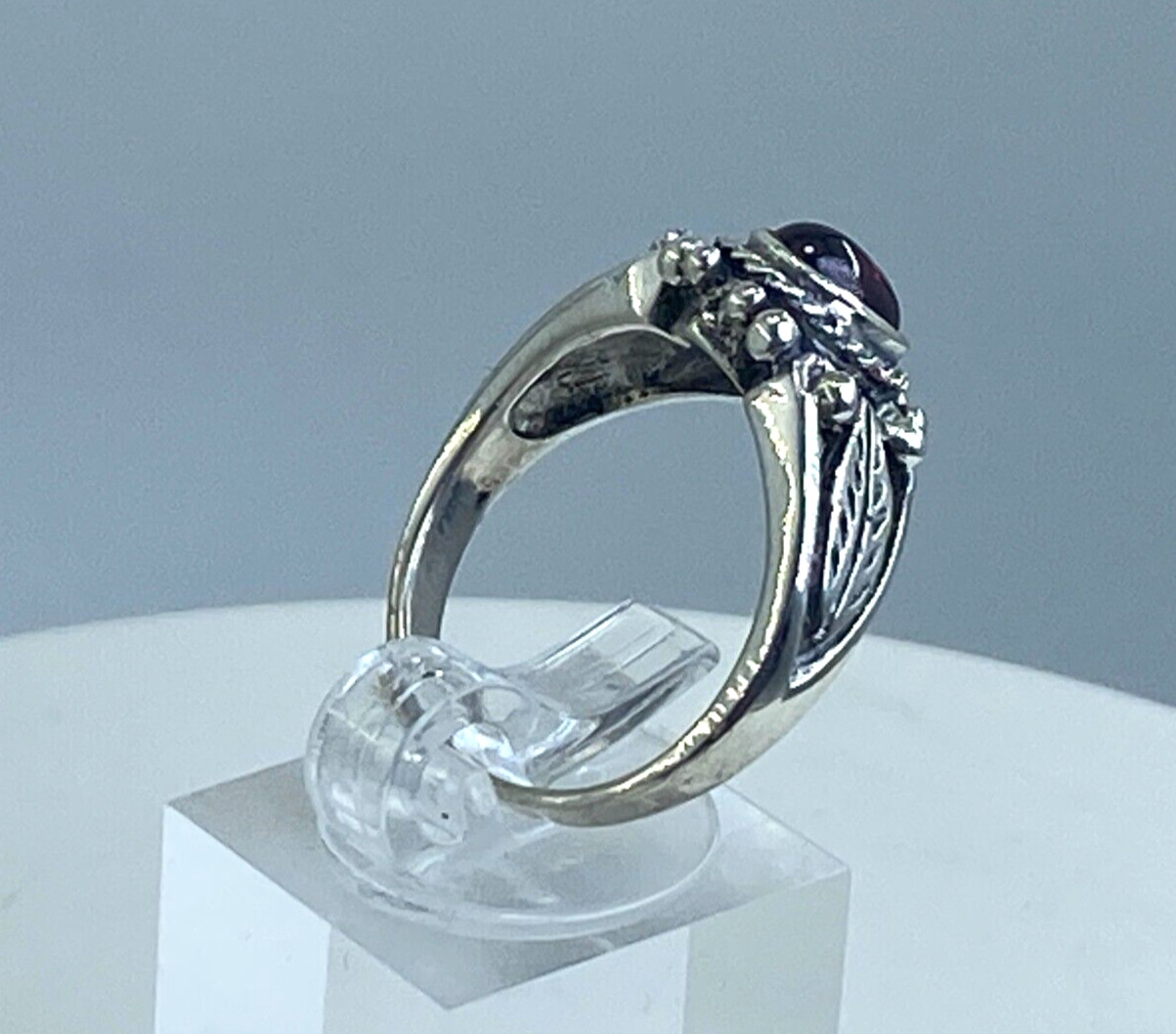 Solid 925 Sterling Silver Amethyst Leaf Solitaire… - image 4