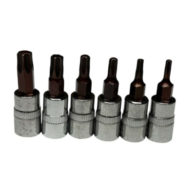 6 Pcs T10 T15 T20 T25 T30 T40 Torx Star 1/4  Drive Screwdriver Bit Socket