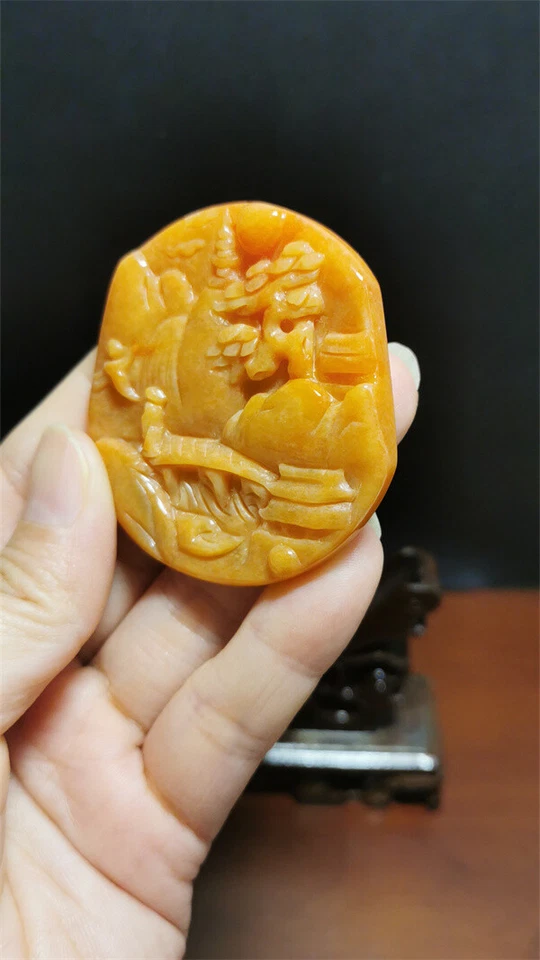 100% Natural Hand-carved Jade Pendant Jadeite Necklace landscape A-44 - Image 4 of 4