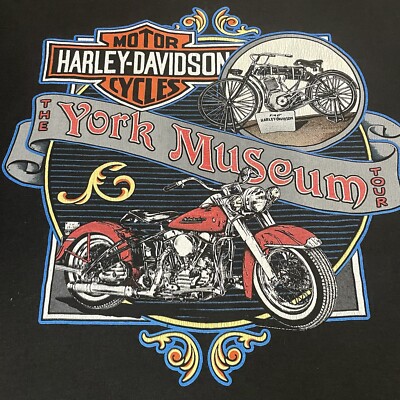 *CUT* VTG 1992 Harley Davidson York Museum T Shirt Single Stitch PN 2XL *Read*