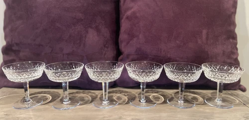 Vintage Waterford Crystal Alana Pattern Champagne 4.5 Oz Glasses - Set of 6