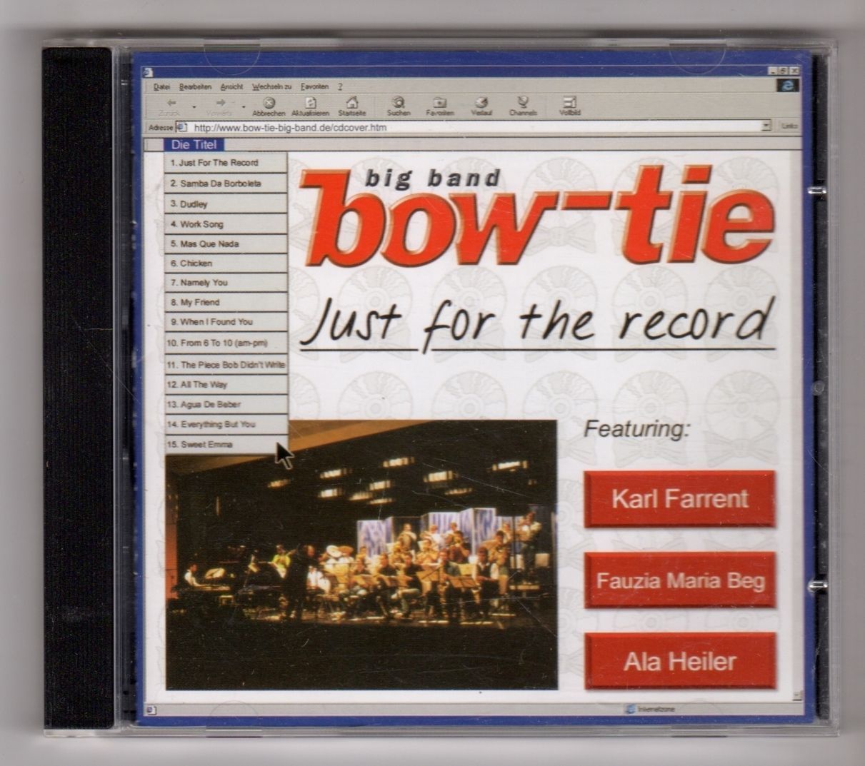 (GZ238) Bow Tie Big Band, Just For The Record - 1999 CD