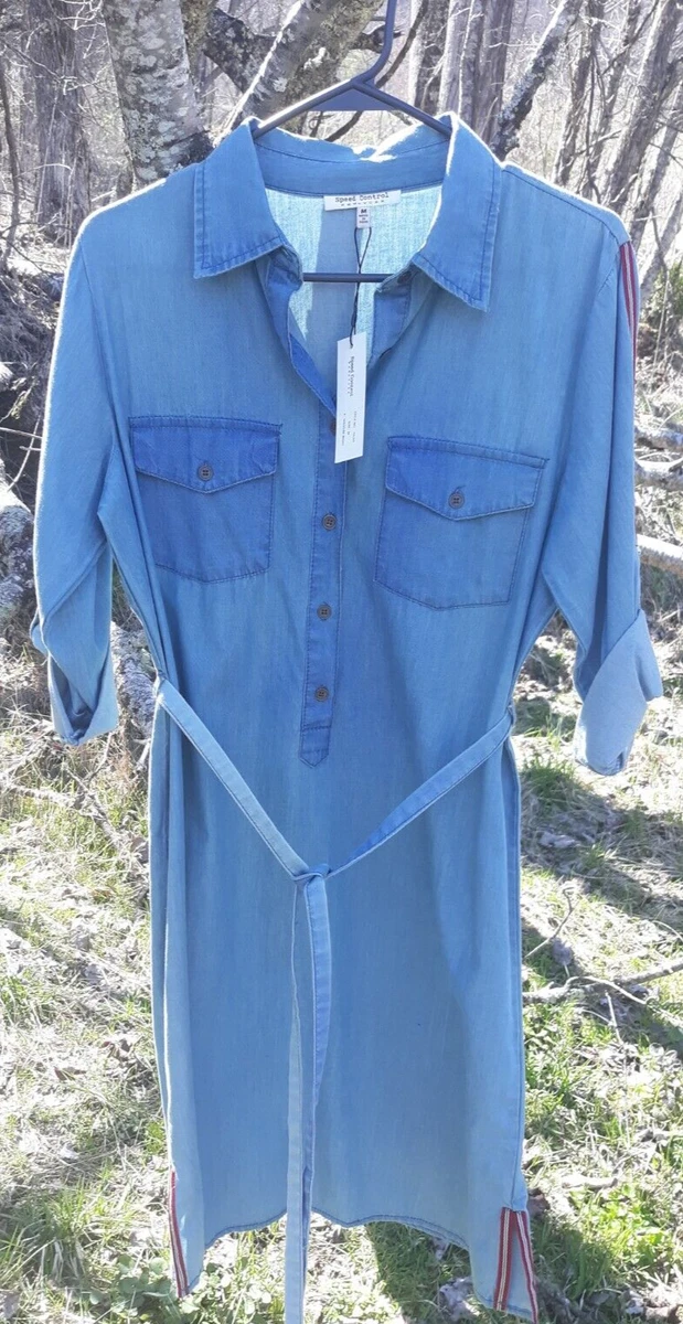 speed control denim dress Speed Control | Dresses | Speed Control Denim Dress With Floral Appliqu