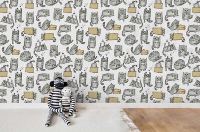 3D Cat Animal Cartoon Pattern Wallpaper Wall Murals Removable Wallpaper 6