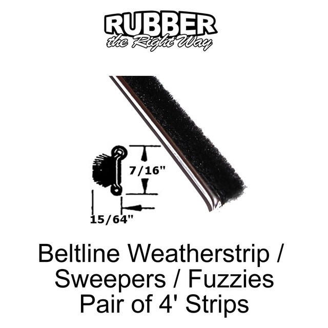 Universal Window Beltline Seal Sweeper Fuzzy 7/16" Tall X 15/64