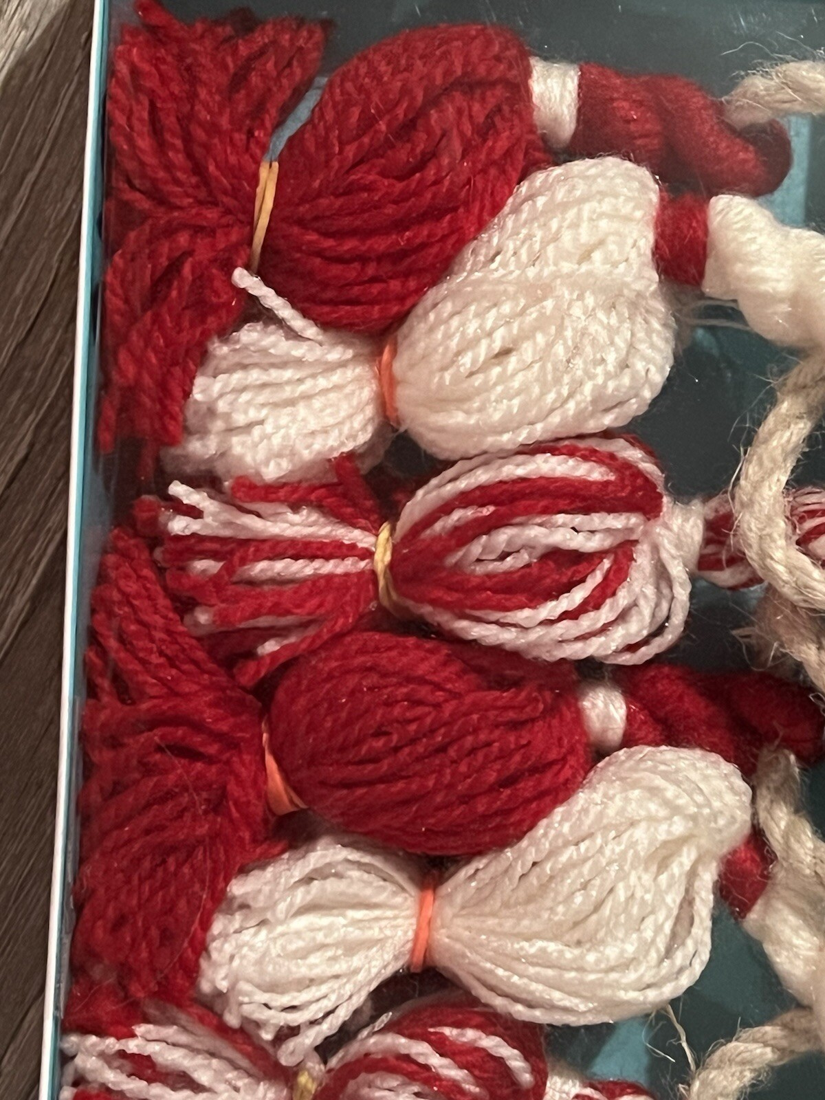 NEW Jingles & Joy Red White Peppermint Candy Sparkly Poms Christmas Garland 6 Ft