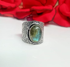 Labradorite Natural Gemstone Ring 925 Sterling Silver Handmade Ring Jewelry